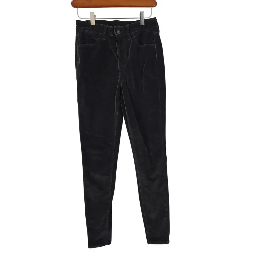 American Eagle High Rise Corduroy Legging Bottoms 2 Long Womens Black‎